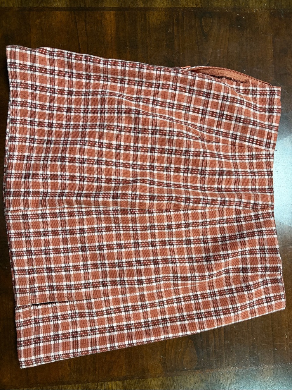 Aeropostale Rust and White Plaid Pencil Skirt